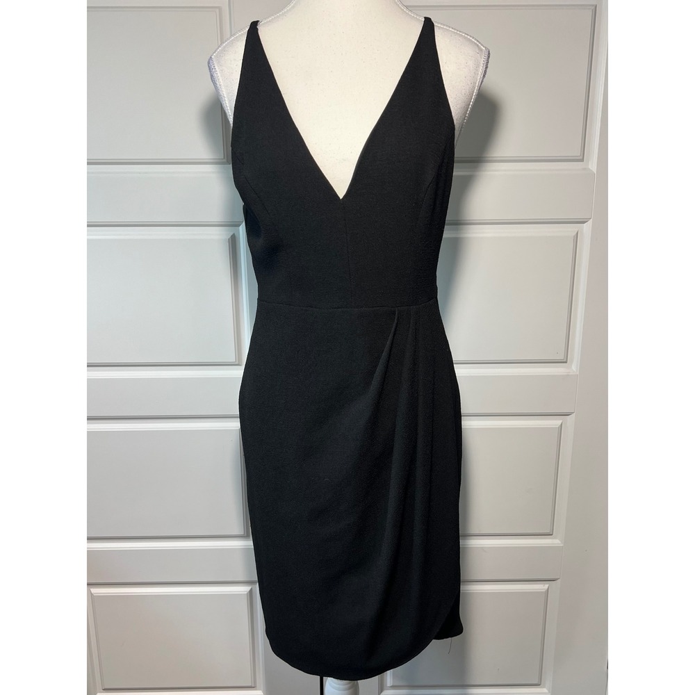 DO+BE Black V Neck Sleeveless Sheath Cocktail Dress Medium
